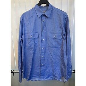 Men’s BRIONI  Blue Made in Italy Button up Shirt Size IV Us 16 1/2 Large